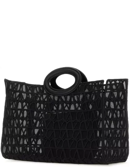 Valentino Garavani Black Toile Iconographe Le Troisiã¨me Shopping Bag
