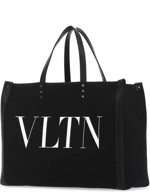 Valentino Garavani Black Canvas Vltn Ecolab Shopping Bag
