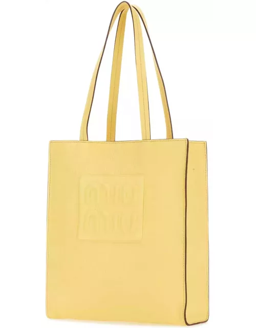 Miu Miu Pastel Yellow Leather Shopping Bag