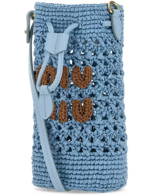 Miu Miu Light Blue Crochet Bucket Bag
