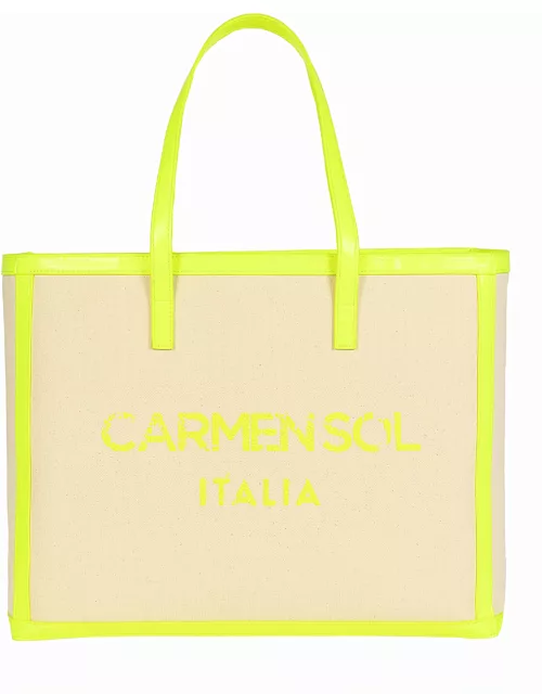 Roma Canvas Large Tote - Neon-Yellow