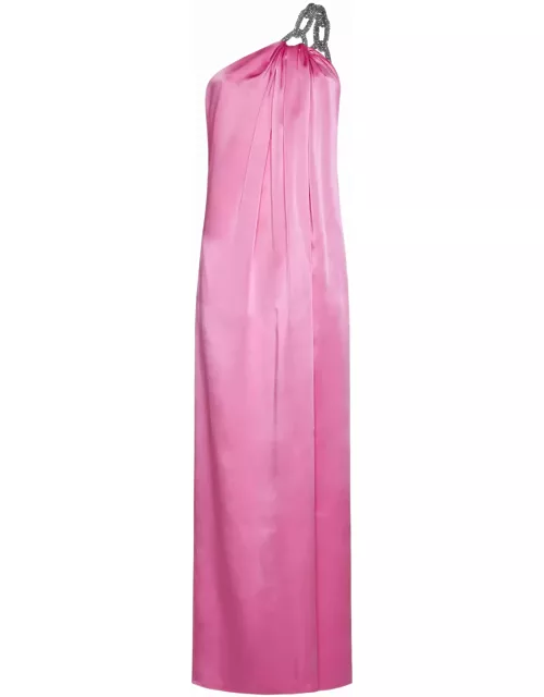 Stella McCartney One-shoulder Maxi Dress With Crystal Chain In Double Satin