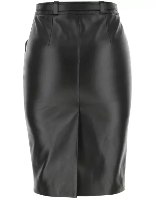 Saint Laurent Black Nappa Leather Skirt