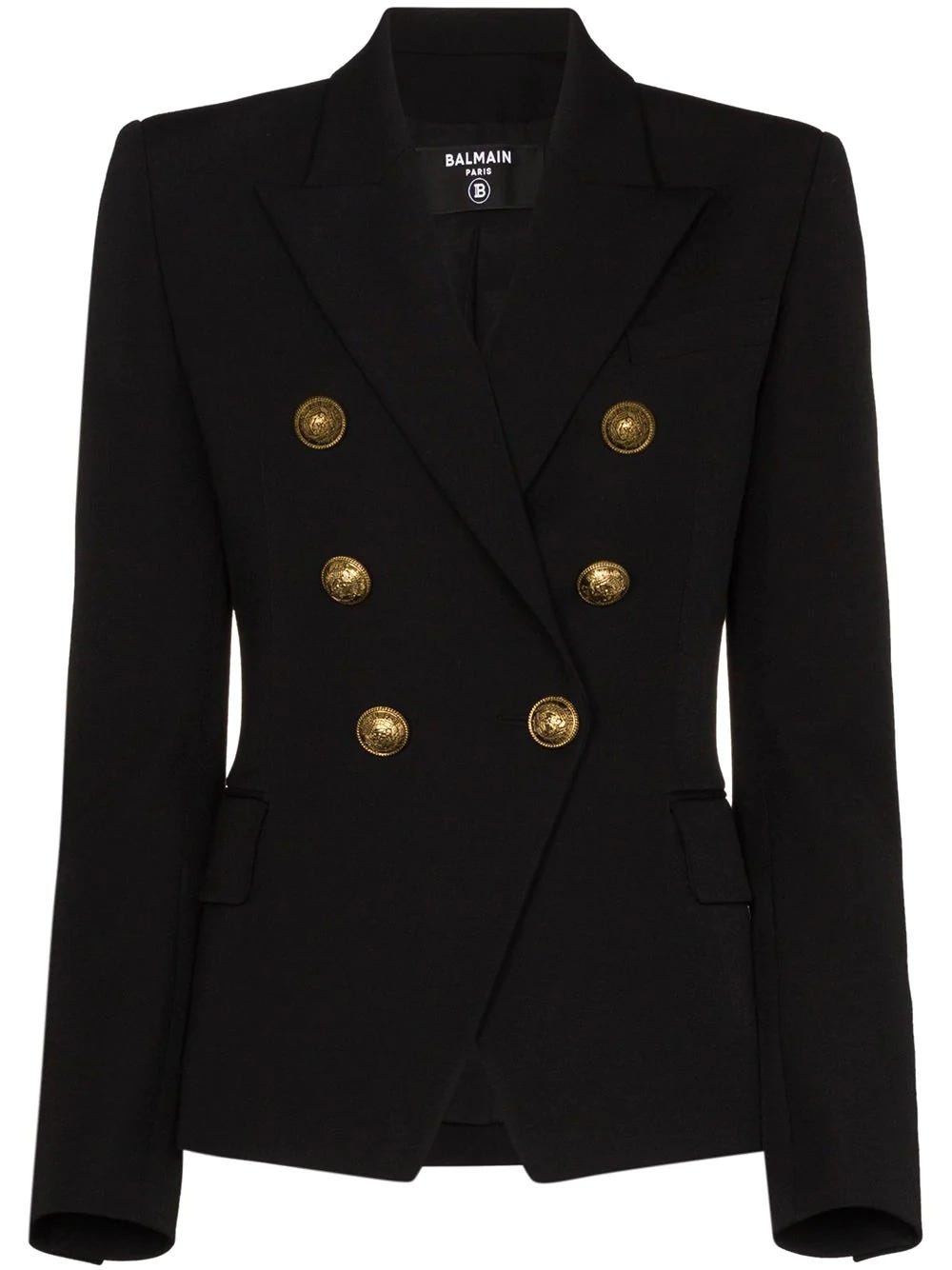 Wool blazer with double-breasted gold-tone button closure