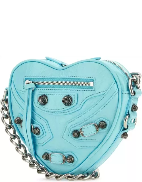 Balenciaga Light Blue Leather Le Cagole Heart Mini Crossbody Bag