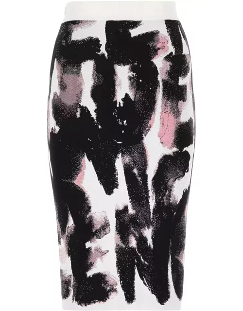 Alexander McQueen Embroidered Stretch Viscose Blend Skirt