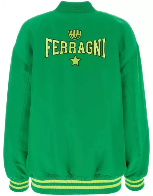 Chiara Ferragni Grass Green Twill Bomber Jacket
