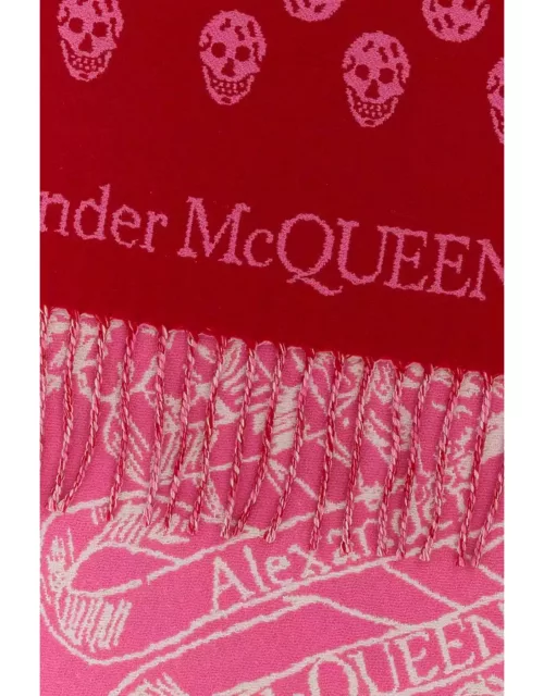 Alexander McQueen Embroidered Wool Reversible Scarf