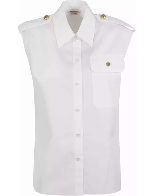 Alexander McQueen Button Embellished Sleeveless Shirt