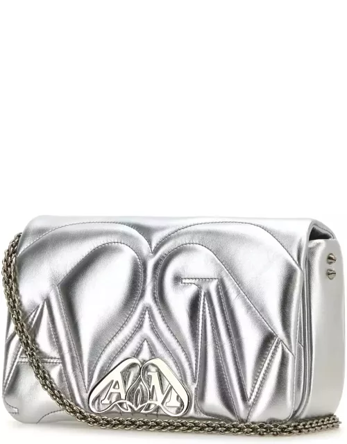 Alexander McQueen Silver Leather Small Seal Shoulder Bag