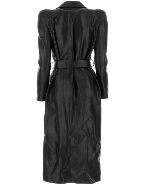 Balenciaga Black Leather Trench Coat