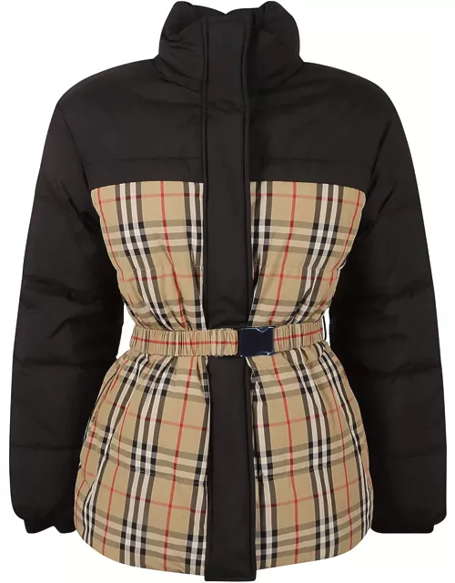 Burberry Fitted Waist Belted Padded Jacket