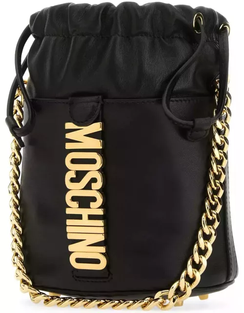 Moschino Black Leather Bucket Bag
