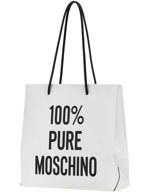 White Leather 100% Pure Moschino Shopping Bag