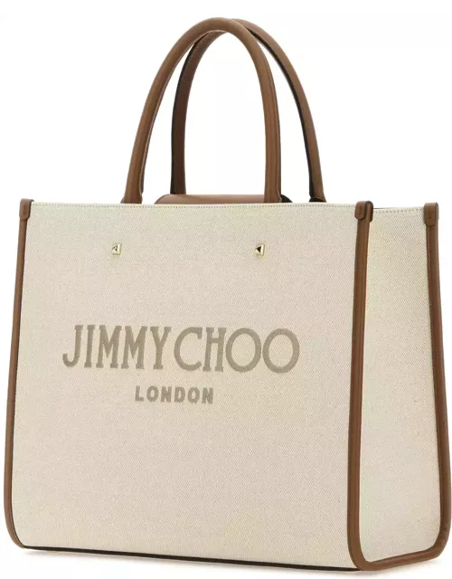 Jimmy Choo Sand Canvas Avenue M Shopping Bag