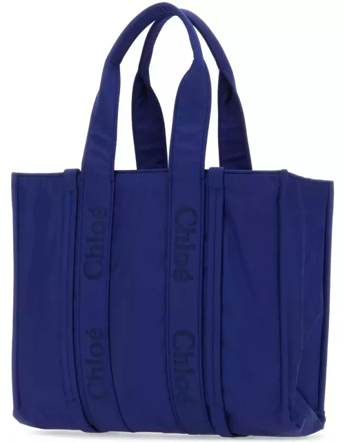 Chloé Blue Fabric Large Woody Shopping Bag
