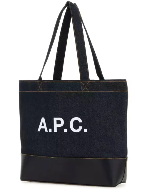 A.P.C. Blue Denim And Leather Axel Shopping Bag