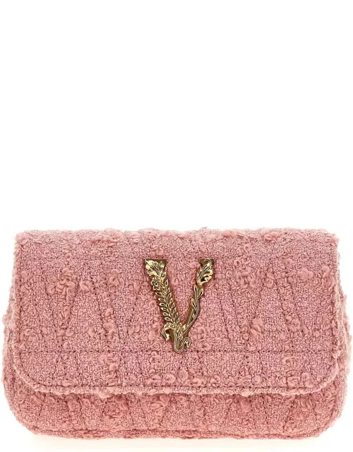 Versace Logo Tweed Crossbody Bag
