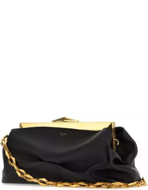 Jimmy Choo Black Leather Diamond Frame Shoulder Bag