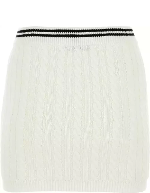 Alessandra Rich White Cotton Mini Skirt