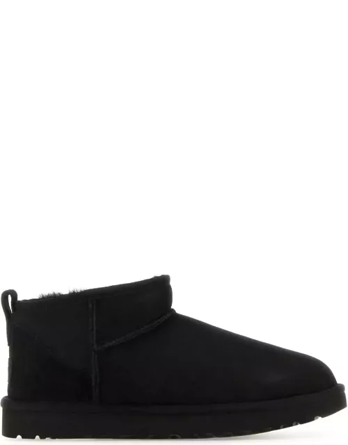 UGG Black Suede Classic Ultra Mini Ankle Boot