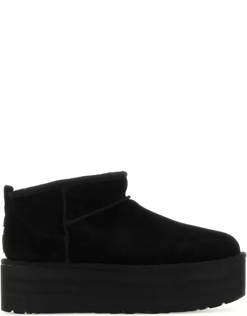 UGG Black Suede Classic Ultra Mini Platform Ankle Boot