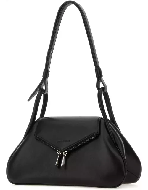 Amina Muaddi Black Nappa Leather Gemini Shoulder Bag