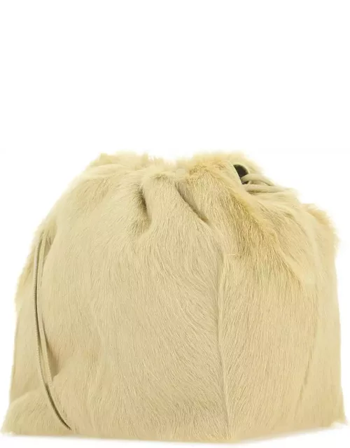Jil Sander Cream Fur Dumpling Bucket Bag