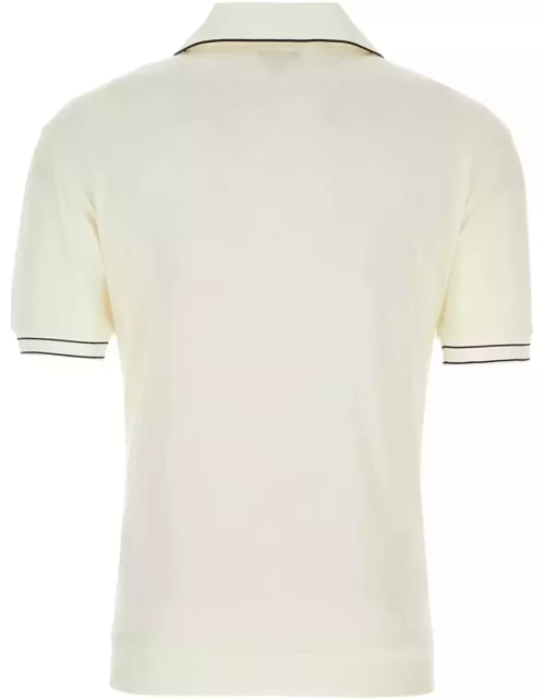 Giorgio Armani Ivory Viscose Blend Polo Shirt