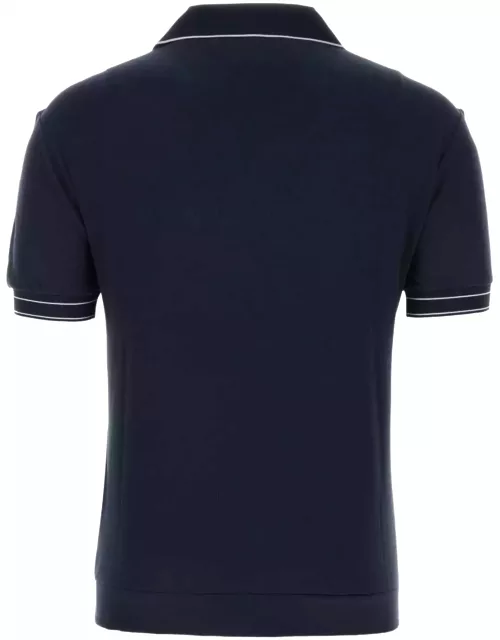 Giorgio Armani Midnight Bue Viscose Blend Polo Shirt