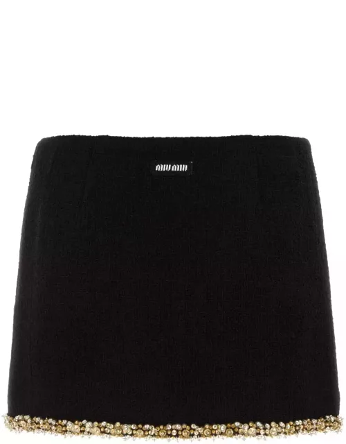 Miu Miu Black Tweed Mini Skirt