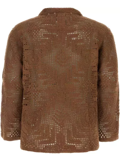 Bode Brown Crochet Shirt