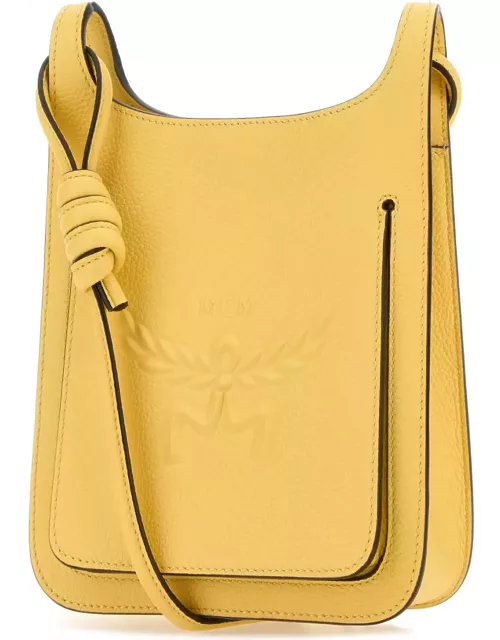 MCM Yellow Leather Mini Himmel Hobo Crossbody Bag