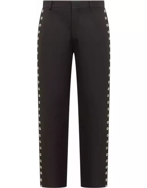Off-White Wool Pants With Eyelet