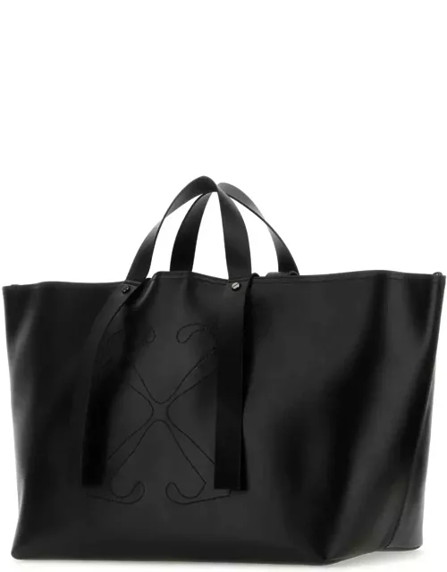 Off-White Black Leather Big Day Off Shopping Bag