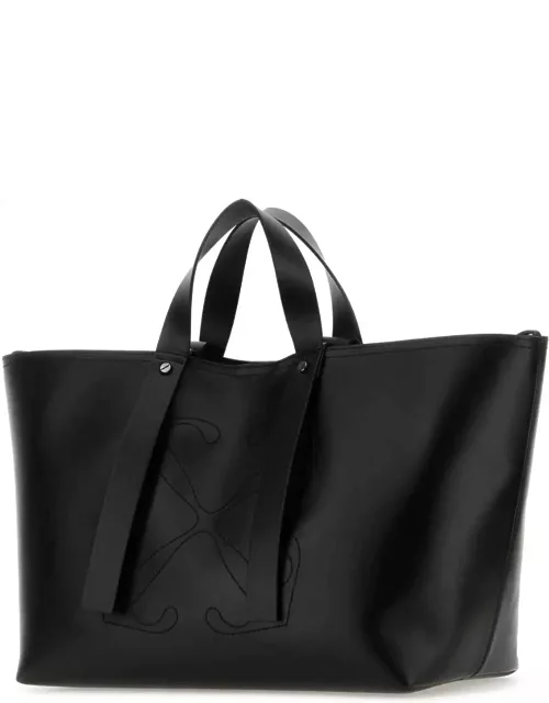 Off-White Black Leather Medium Day Off Shopping Bag