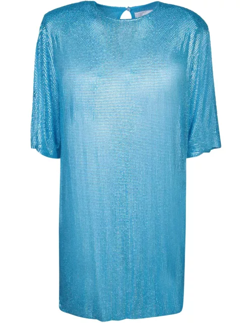 Giuseppe Di Morabito Blue Mini Dress With Crystal