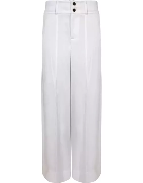 White Wide Leg Satin Trousers By Alice + Olivia