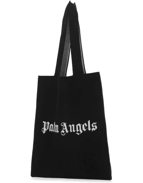 Palm Angels Black Wool Blend Shopping Bag
