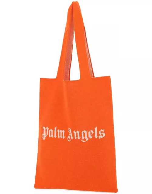 Palm Angels Orange Wool Blend Shopping Bag