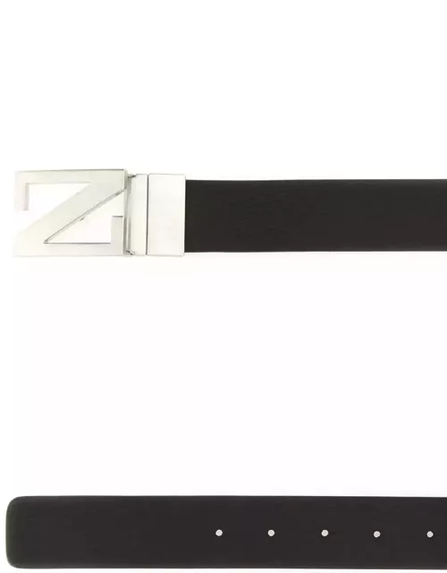 Zegna Black Leather Reversible Belt