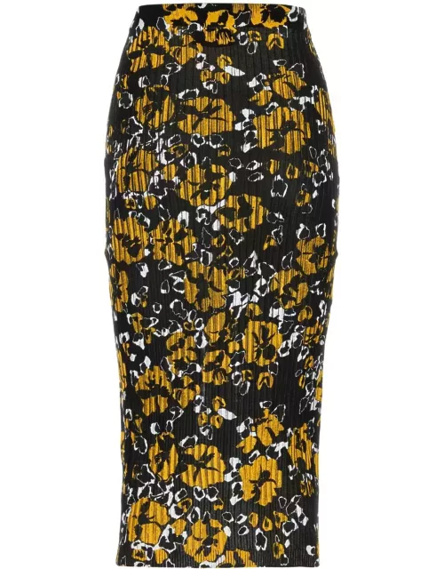 Lanvin Printed Silk Blend Skirt