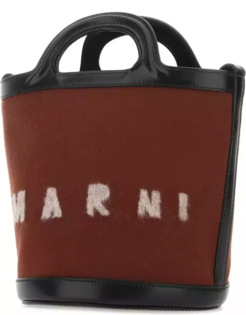 Marni Two-tone Felt And Leather Tropicalia Bucket Bag