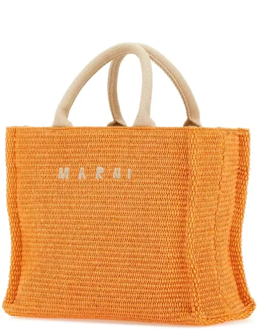 Marni Orange Raffia Small Shopping Bag