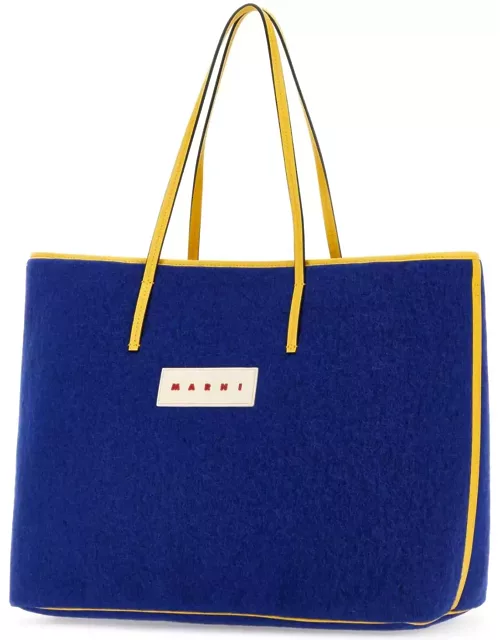 Marni Blue Felt Small Janus Shopping Bag