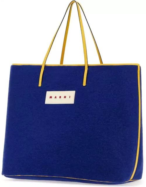 Marni Blue Felt Medium Janus Shopping Bag
