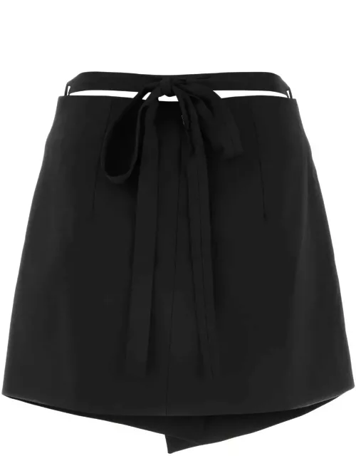 Patou Black Stretch Wool Mini Skirt
