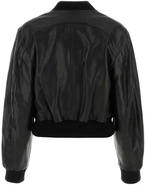 Isabel Marant Black Leather Adriel Bomber Jacket