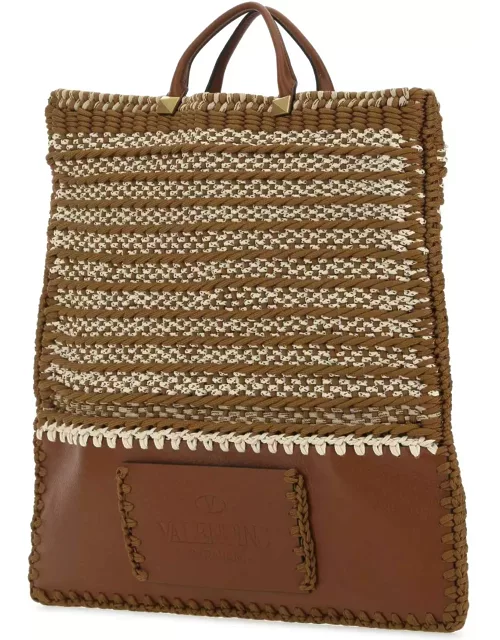 Valentino Garavani Multicolor Crochet And Leather Shopping Bag