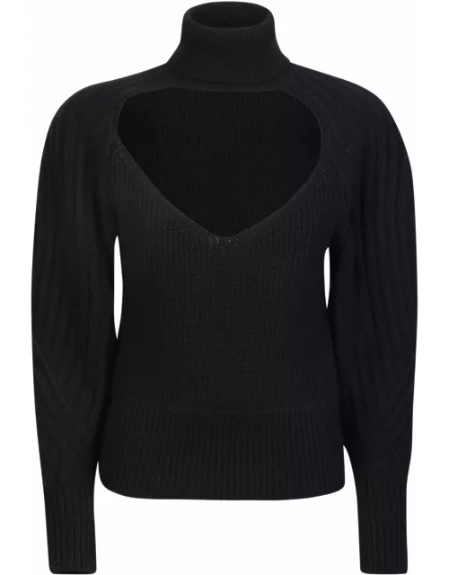 Iro Heart Neckline Wool Sweater In Black
